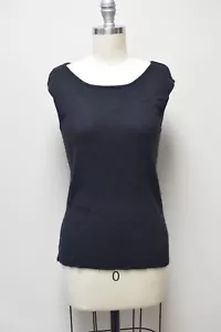 MAGASHONI Canotta Canotta Donna Nera 100% Cashmere Manica Cappuccio Taglia M - Foto 1 di 4