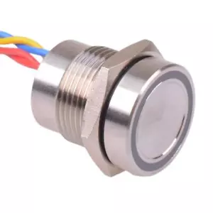 PBAR1AFB000A0S APEM Red LED 5VDC Momentary NO 16mm Piezo Switch Prewired IP68 - Picture 1 of 1