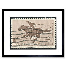 Postage Stamp Pony Express Vintage USA Photo Framed Print 12x16 Inch
