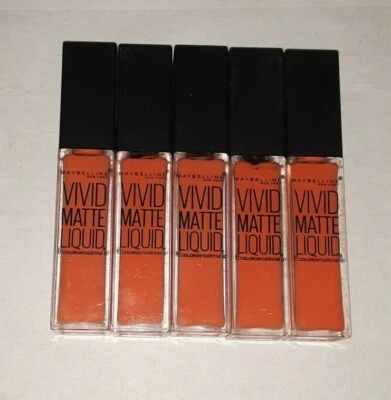 5LOT MAYBELLINE COLORSENSATIONAL VIVID MATTE LIQUID LIPSTICK 18 ORANGE OBSESSION - Image 1 of 3
