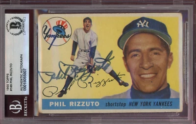 1955 Topps Phil Rizzuto 189 Beckett Bas autografado assinado New York Yankees - Imagem 1 de 2