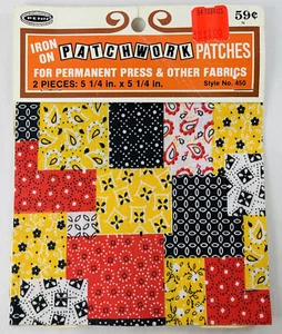 Vintage 2 Iron On Penn Patchwork Patches Permanent Press 5.25X5.25 inch - Picture 1 of 2