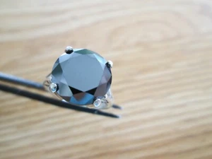 3.48ct BLACK DIAMOND RING,CERTIFICATE,FREE DIA TESTER,ENGAGEMENT Sz 5,6,7,8,9,10 - Picture 1 of 10