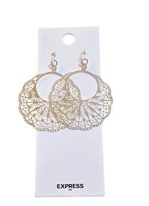 Express Women's Laser Cut Silver Plated Hook Dangle Earrings NWT - Picture 1 of 2
