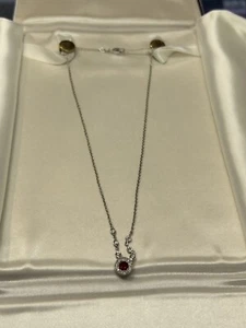 18kt White Gold Ruby & Diamond Necklace - Picture 1 of 6