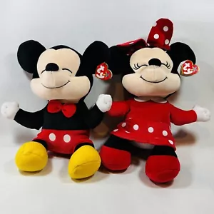 TY Beanie Babies Disney Sparkle MICKEY & MINNIE MOUSE SET OF 2 NWT - Picture 1 of 15