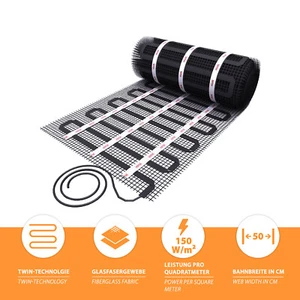 Suelo Radiante Eléctrico Dünnbett Calor 17mm Heizleiter 150W/M ² 10 , 0m ² - Imagen 1 de 7