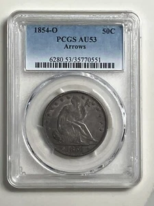 1854-O Liberty Seated Half Dollar w/Arrows PCGS AU 53 - Picture 1 of 4