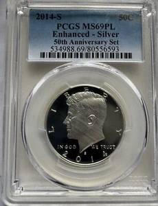 2014-S  Kennedy Half   PCGS MS69 PL  Enhanced Silver 50th Anniv. Set - Picture 1 of 4
