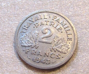 1943-B France 2 Francs Coin WWII - Picture 1 of 5