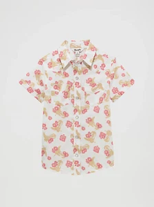 Girl's Short Sleeve Floral Western Snap Shirt Boots Print White - 112364317 - Picture 1 of 2