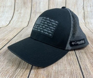 Columbia PFG Fishing Hat Black Gray Size S/M Flexfit Flag Logo - Picture 1 of 6