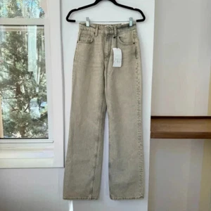 Neu mit Etikett Zara Full Length TRF Mid Rise Wide Leg Jeans 25 Denim hellgrau 6688-029 - Bild 1 von 13