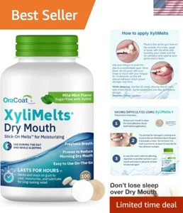XyliMelts Moisturizing Dry Mouth Discs – Non-Acidic, Vegan Formula – 100 Count - Picture 1 of 11