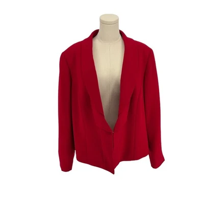Куртка женская Tahari Arthur S Levine Red Blazer 16 Вт драпированная с открытой передней частью полиэстер - Изображение 1 из 4