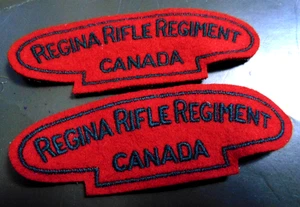 CANADA REGINA FUCILI REGGIMENTO SPALLA FLASH DISTINTIVI SET 4 1/4" VINTAGE - Foto 1 di 2