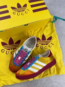 Adidas × Gucci Gazelle Yellow/White/Red Sneakers Size 35 1/3 - Picture 1 of 16