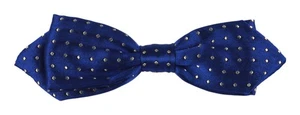 DESIDERIO uomo papillon fantasia 100% seta P/357 POIS AZZURRO - Picture 1 of 2
