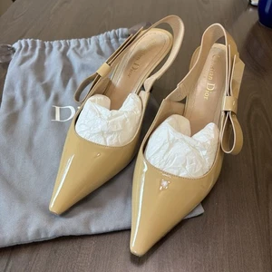 Dior Patent Leather Slingback Kitten Heel Size 37.5 - Picture 1 of 5