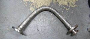 💥33-5/8" LONG BRAIDED STAINLESS STEEL HOSE W/ 4 HOLE STAINLESS STEEL FLANGE - Picture 1 of 15