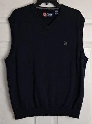 Chaleco Suéter Cuello en V CHAPS 100% Algodón Para Hombre XL Azul Classiccore Preppy Foto 1 de 4