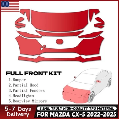For Mazda CX-5 2022-2025 Precut Paint Protection Film Gloss Clear Bra PPF - Image 1 of 4