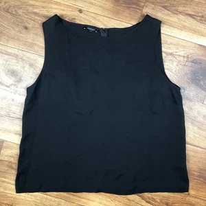 Lafayette 148 Women Sz 12 Black Sleeveless Blouse Top Shirt 100% Silk - Picture 1 of 6