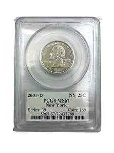 PCGS MS67 2001 New York Quarter with Flag Lable (13465) - Picture 1 of 4