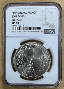 2001 D Silver Buffalo NGC MS69 C & C Set - Picture 1 of 2