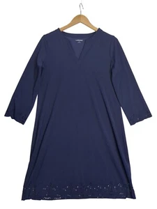 Lands End Cover Up Dress Womens Small Navy Blue 3/4 Sleeve Quick Dry Beach Vaca - Picture 1 of 8