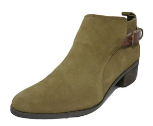 American Eagle Ladies Genuine Suede Ankle Boots Olive Buckle Bootie Womens US 10 - Picture 1 of 7