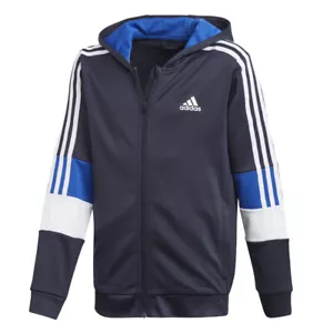 Adidas Boys Hoodie Kids Full Zip Hoody Aeroready Tracksuit Top Hooded Jackets - Picture 1 of 7
