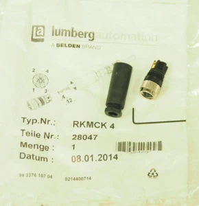 Lumberg Automation RKMCK 4 Field Attachable Connector, Male 4-Pin NEW Fast Ship - Picture 1 of 4