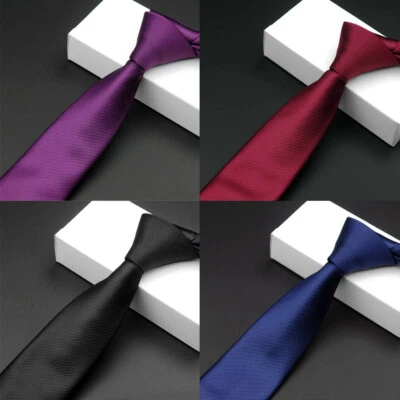 Men 5.5CM Skinny Necktie Solid Color Wedding Party Formal Business Neck Tie - Image 1 of 2