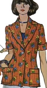 1980s Tailored Blazer Big Collar Short Sleeve Pockets Vogue Sewing Pattern 8940 - Picture 1 of 3