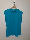 1980s Vintage Fruit Of The Loom USA Made Blue Blank Sleeveless Shirt Tank 80s VT