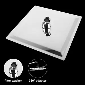 Modern Chrome 8inch Square Bath Shower Head Waterfall Rainfall Overhead Kit - Picture 1 of 9