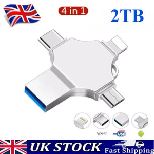 4 in 1 USB 3.0 Flash Drive 2TB Memory Photo Stick for iPhone Samsung Android UK - Picture 1 of 9