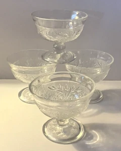 4 Diadem Indiana Klar Sandwich Glas Sherbets ~ Dessertschalen mit Fuß - Bild 1 von 10