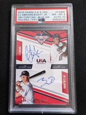POP 1! Bobby Witt Jr./CJ Abrams Dual Auto # /25 - 2019 Panini S&Stripes PSA8/10