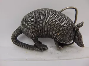 Vintage Gürteltier Gürtelschnalle 1980 Bergamotte Messing Werke Made In USA Wildlife - Bild 1 von 5