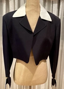 SOPHIE PHILIPPART FABULOUS VINTAGE SHORT TUXEDE JACKET, UNIQUE STYLE, size 8 - Picture 1 of 12