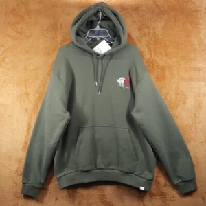 LES DEUX Hoodie Mens XL Green Pullover Sweatshirt Floral Embroidered FELIPE $159 - Picture 1 of 8