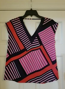 Blusa Top Express Multi SS Doble Cuello en V XS Usada - Imagen 1 de 4