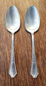 1914 GORHAM~SHELBURNE~SILVERPLATE 2 Serving tablespoons 7 in.~Monogram D Antique - Picture 1 of 12