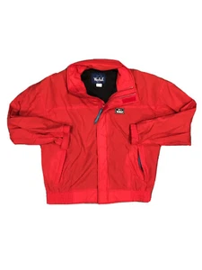 Vintage Woolrich Mens Large Full Zip Lined Bomber Jacket Coat Red Nylon - Picture 1 of 6