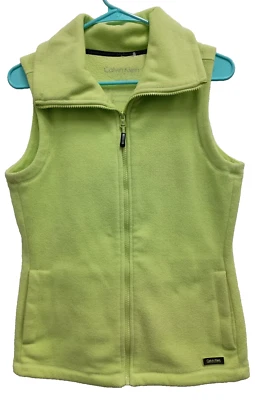Calvin Klein Womens Fleece Vest XS Lime Green Full Zip Outdoor Gorpcore - Image 1 of 4