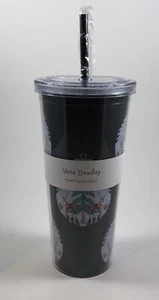 Vera Bradley Merry Mischief Ornaments 24 Unzen Reisebecher Tasse Deckel & Strohhalm NEU - Bild 1 von 9