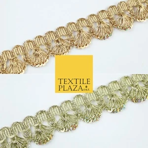 Holograma Dorado Multi Lentejuelas Metálico Swag Cinta Borde Encaje - 3,5 cm Ancho - Imagen 1 de 7