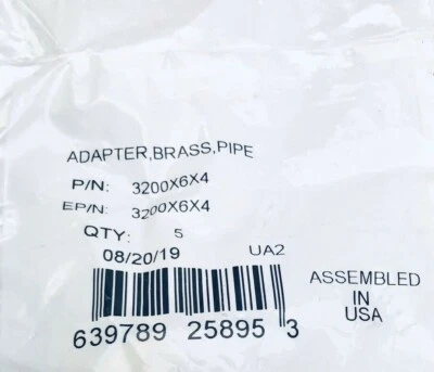 ADAPTADOR EATON WEATHERHEAD 3200X6X4 TUBO LATÓN 3/8" X 1/4"-18 (PAQUETE DE 5) Foto 1 de 2